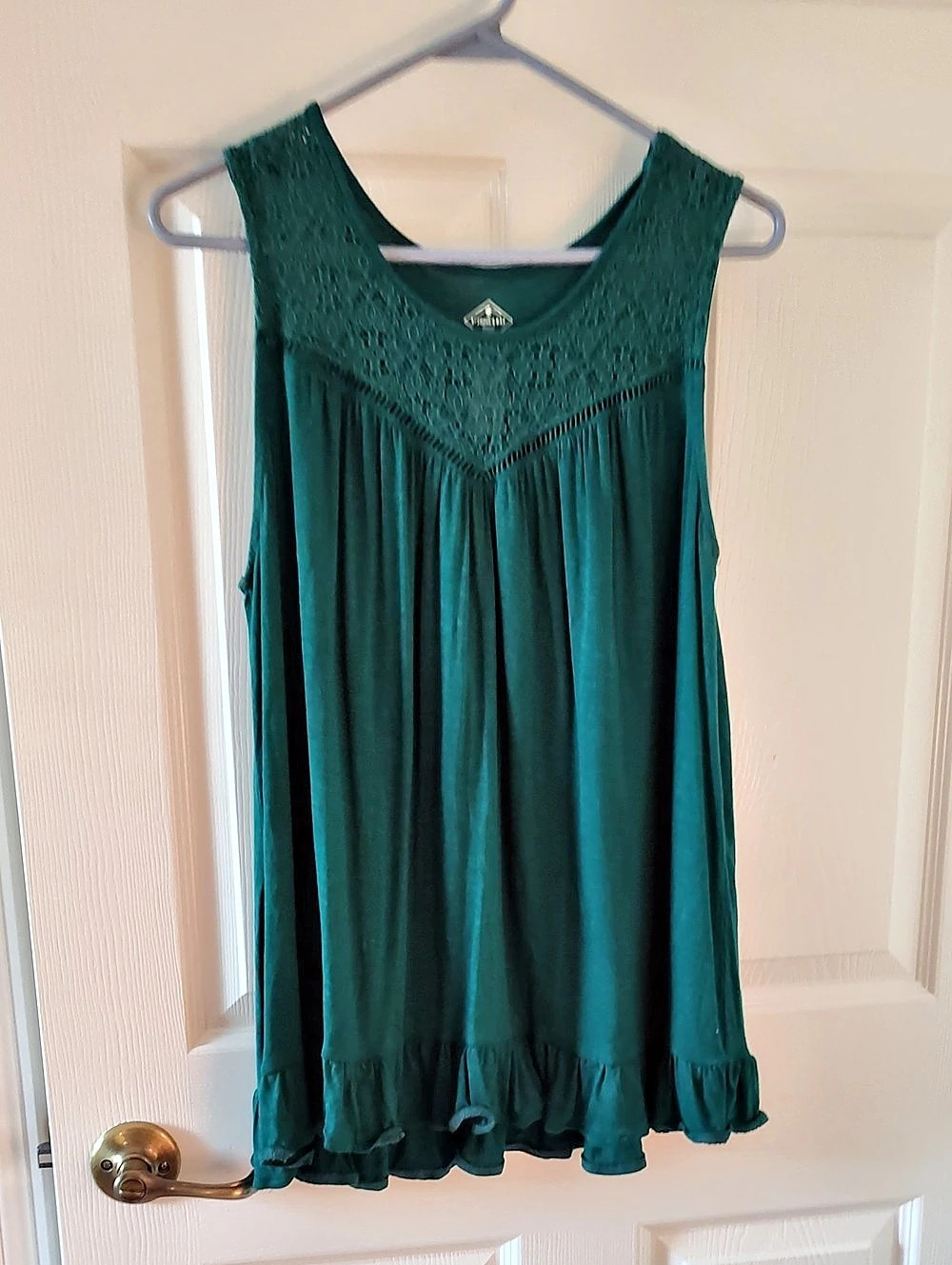 St. John's Bay Petite Lace Yoke Mini Dress in Green Size PL